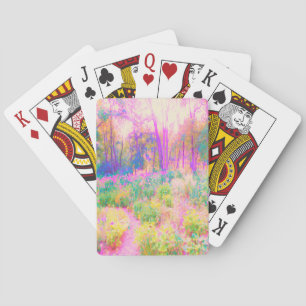 Illuminated Pink and Coral Garden Landscape Playing Cards