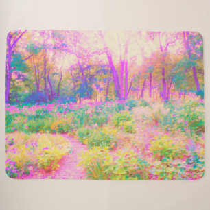 Illuminated Pink and Coral Garden Landscape Sherpa Blanket