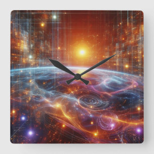 Illuminated Quantum Grid Square Wall Clock