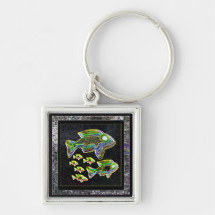 Illuminated Reflection : Fish in Flood Light Key Ring