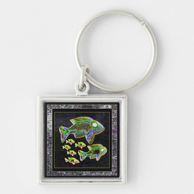 Illuminated Reflection : Fish in Flood Light Key Ring (Front)