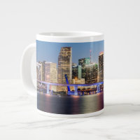 Illuminated skyline of downtown Miami at dusk