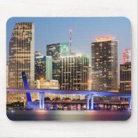 Illuminated skyline of downtown Miami at dusk
