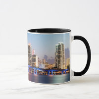 Illuminated skyline of downtown Miami at dusk