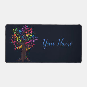 Illuminated Sparkle Radiant Colourful Tree Desk Mat
