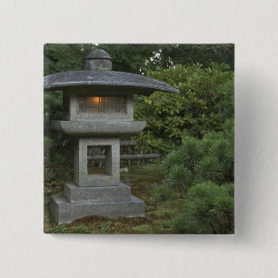 Illuminated stone lantern in Japanese Garden 15 Cm Square Badge