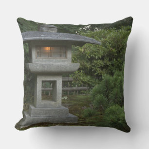 Illuminated stone lantern in Japanese Garden Cushion