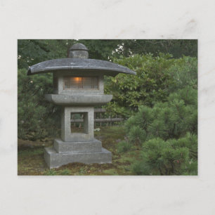 Illuminated stone lantern in Japanese Garden Postcard