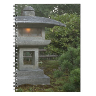 Illuminated stone lantern in Japanese Garden Spiral Notebook