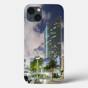 Illuminated towers at the Miami River waterfront iPhone 13 Case