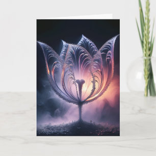 Illuminated Tulip With Raindrops for Birthday Card