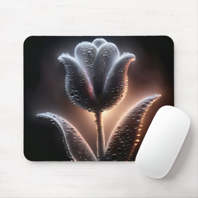 Illuminated Tulip With Raindrops Mouse Pad (With Mouse)