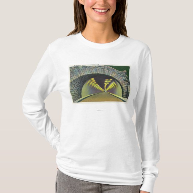 Illuminated Tunnel Scene near Bonneville Dam T-Shirt (Front)
