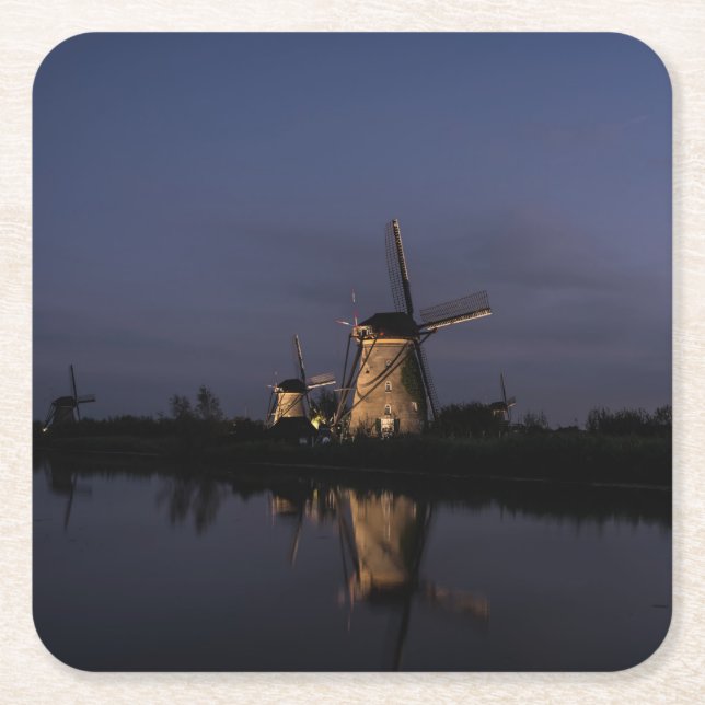 Illuminated windmill at Blue Hour coaster (Front)