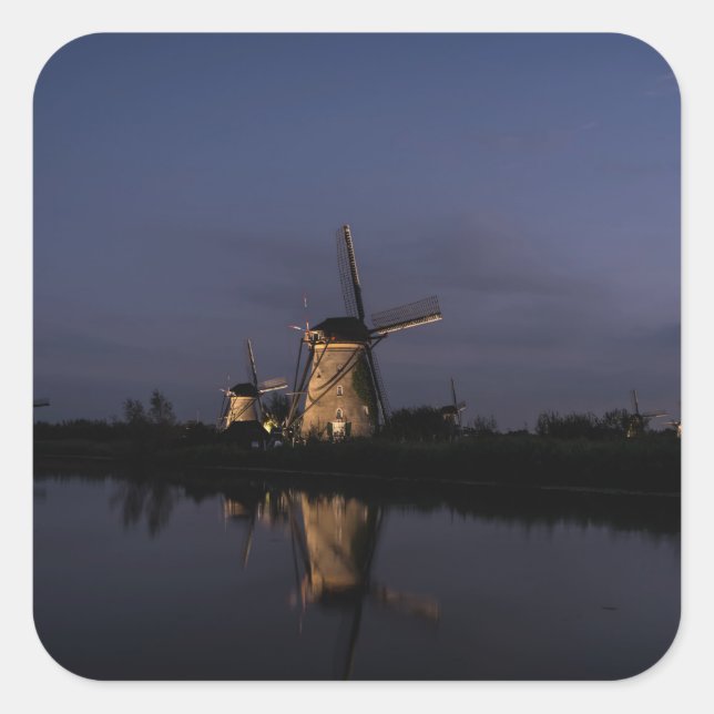 Illuminated windmill at Blue Hour sticker (Front)