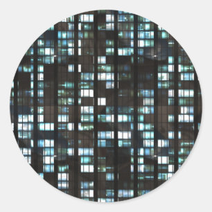 Illuminated windows pattern classic round sticker