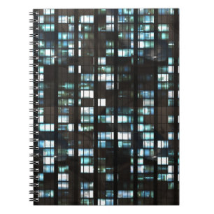Illuminated windows pattern spiral notebook