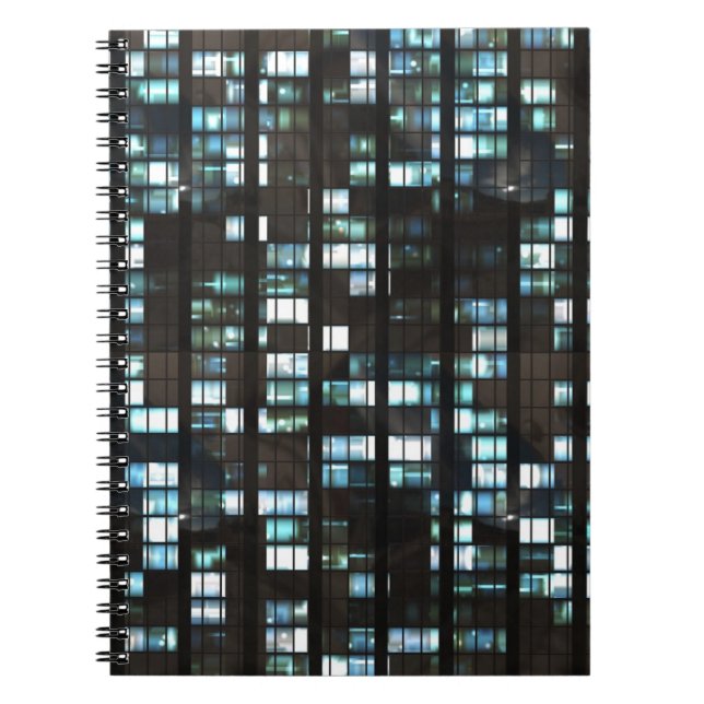 Illuminated windows pattern spiral notebook (Front)