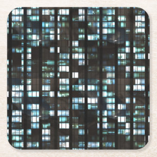 Illuminated windows pattern square paper coaster