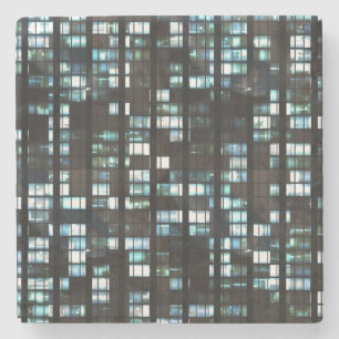 Illuminated windows pattern stone coaster