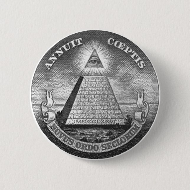 Illuminati All Seeing Eye 6 Cm Round Badge (Front)