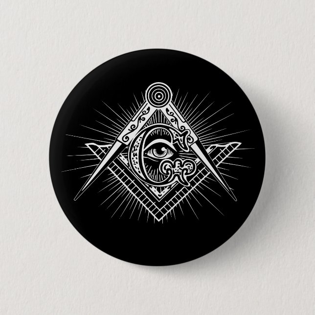 Illuminati All Seeing Eye Freemason Symbol 6 Cm Round Badge (Front)