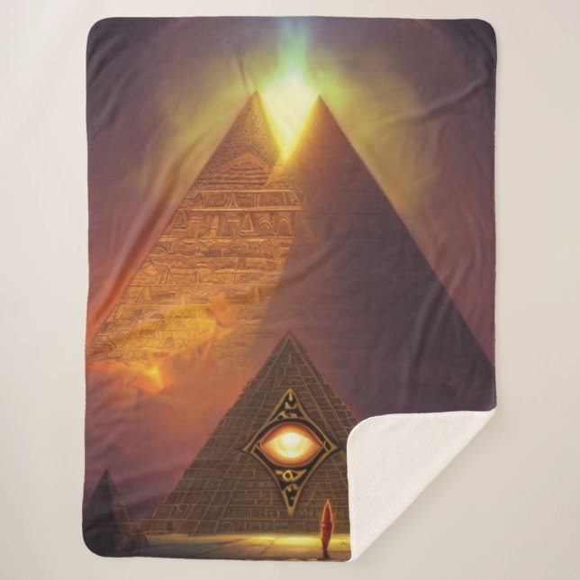 Illuminati Eye Pyramid Sherpa Blanket (Front)