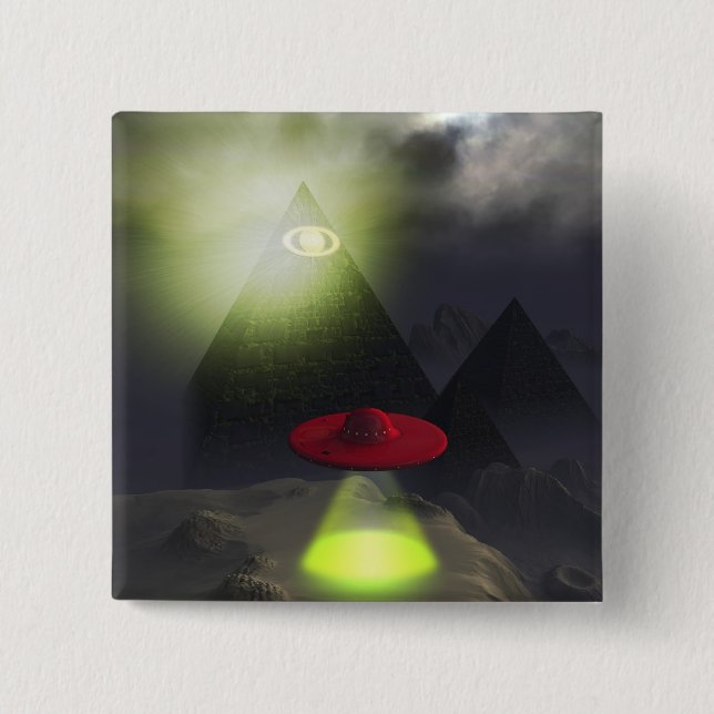 Illuminati Pyramid and UFO Button (Front)