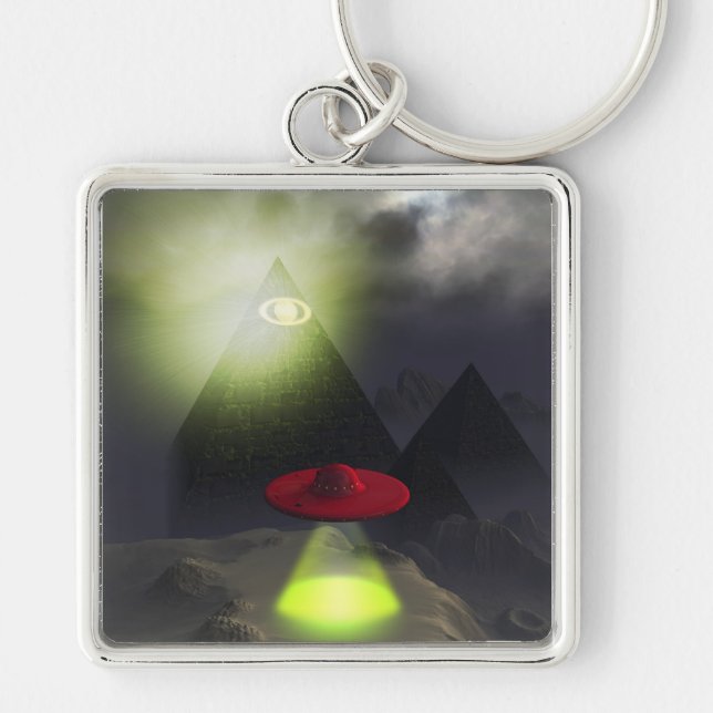 Illuminati Pyramid and UFO Keychain (Front)