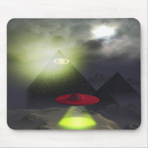Illuminati Pyramid and UFO Mousepad