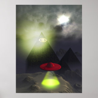 Illuminati Pyramid and UFO Print