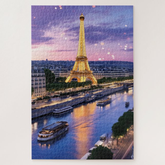 Illuminating Paris Eiffel Tower Night Scene Jigsaw Puzzle (Vertical)