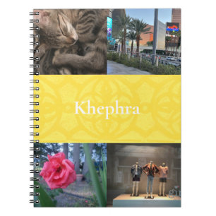 Illuminating Yellow Batik Collage and Name Notebook