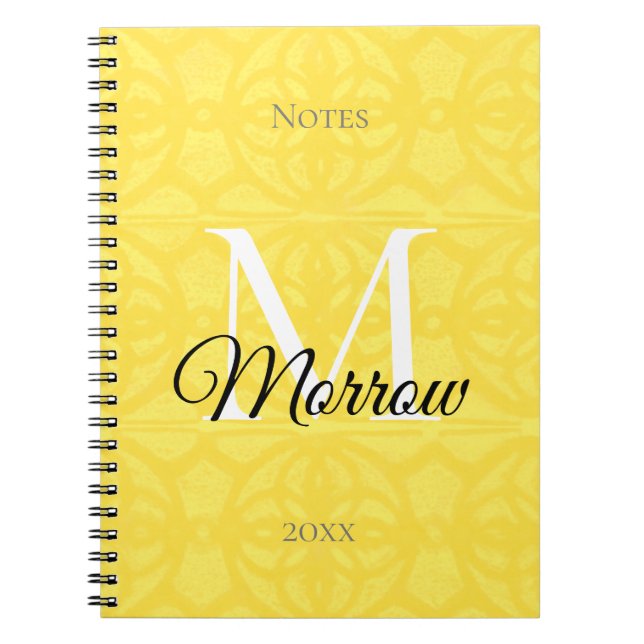 Illuminating Yellow Batik Name and Year  Notebook (Front)