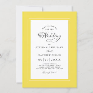 Illuminating Yellow Elegant Wedding Script Trendy Invitation