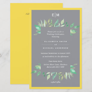 Illuminating Yellow Grey Budget Wedding Invite A9
