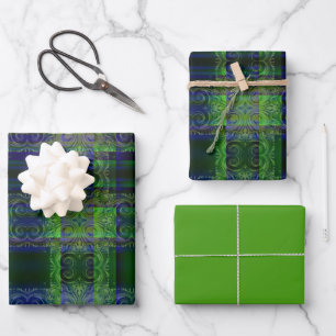 Illumination  Blue/Green Design Wrapping Paper Sheet