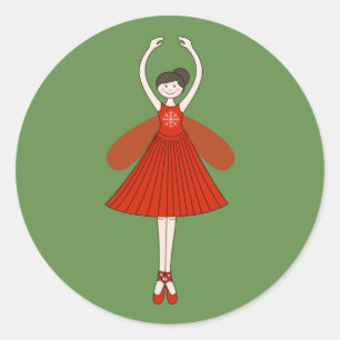 illusima Ballerina Christmas Fairy Classic Round Sticker