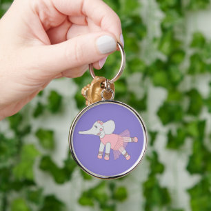 illusima Ballerina Elephant Light Purple Key Ring