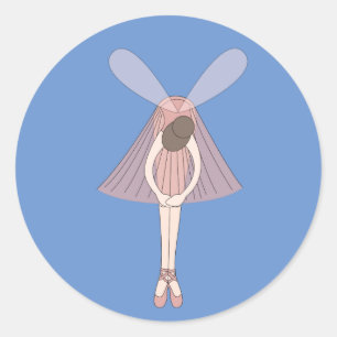illusima Ballerina Fairy Cornflower Blue Classic Round Sticker