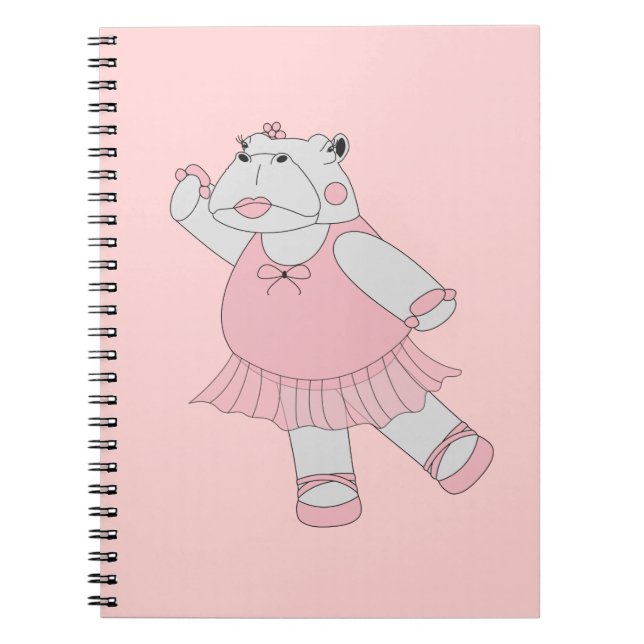 illusima Ballerina Hippo Light Pink Notebook (Front)