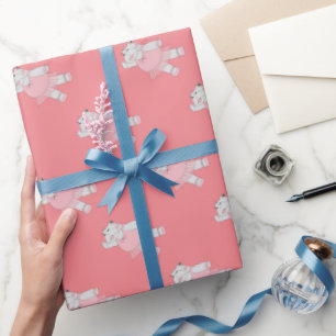 illusima Ballerina Hippo Peach Wrapping Paper