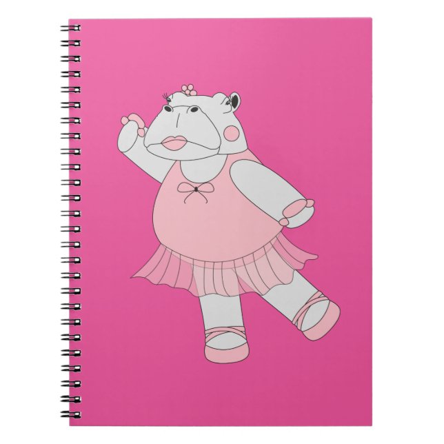 illusima Ballerina Hippo Pink Notebook (Front)