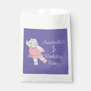 illusima Ballerina Hippo Purple 1st Birthday Favour Bags