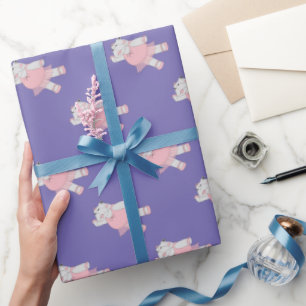 illusima Ballerina Hippo Purple Wrapping Paper