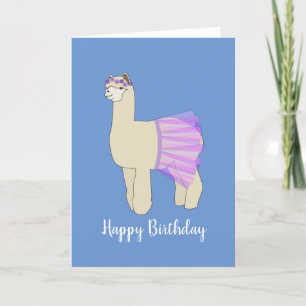 illusima Ballerina Llama Blue Birthday Card