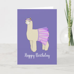 illusima Ballerina Llama Dark Purple Birthday Card