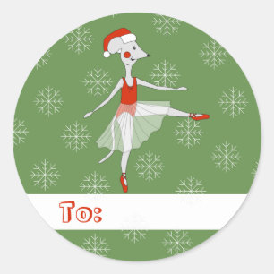 illusima Ballerina Mouse Christmas Snowflakes Classic Round Sticker