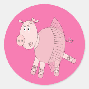 illusima Ballerina Piggy Classic Round Sticker
