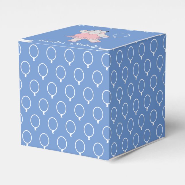illusima Ballet Hippo Balloon Pattern Blue Favour Box (Front Side)